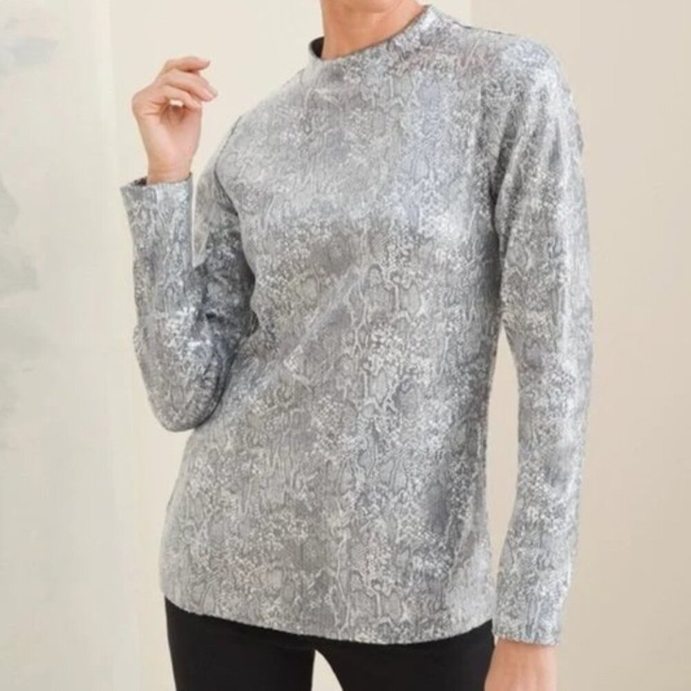 Size 1 Chico's Neutral Python Fully Sequined Holi… - image 1